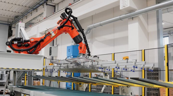 DALLAN LXN 1500 automatic coil fed laser cutting system with robot palletizing.